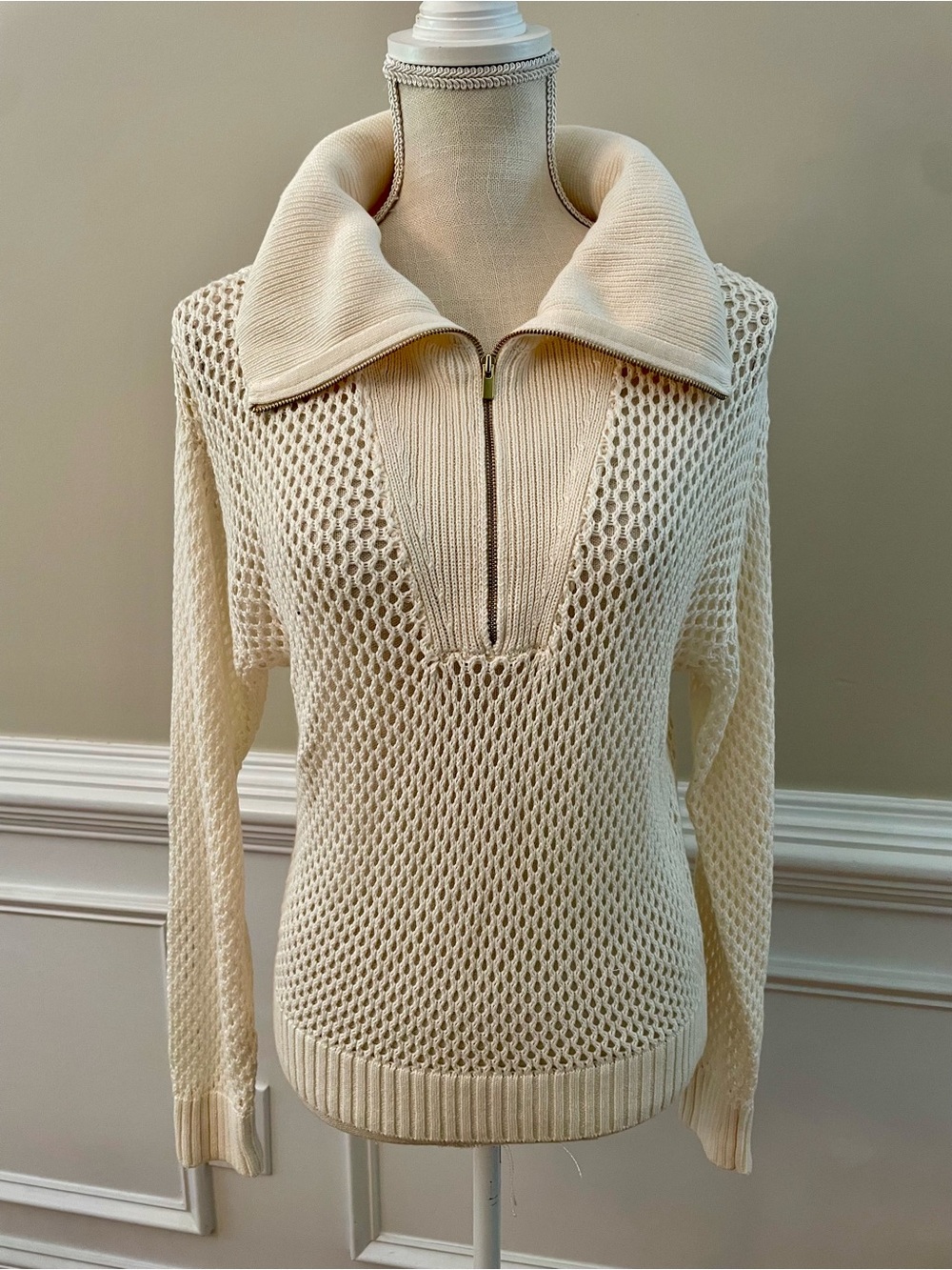 Pickletini Tania Crochet Women’s Cream Pullover Pickleball Sweater Sz Small NWT